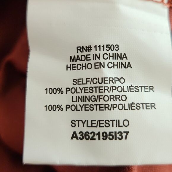 Luxology women's XL ruffled bronze floral print long sleeve dress - Picture 5 of 6